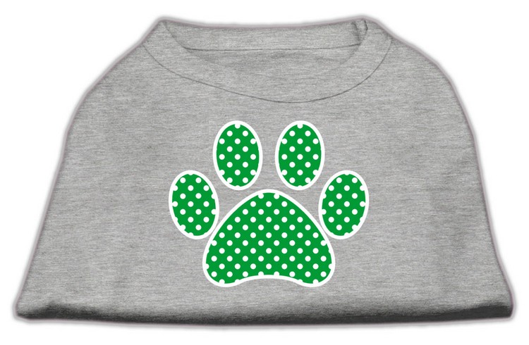 Green Swiss Dot Paw Screen Print Shirt Grey XS